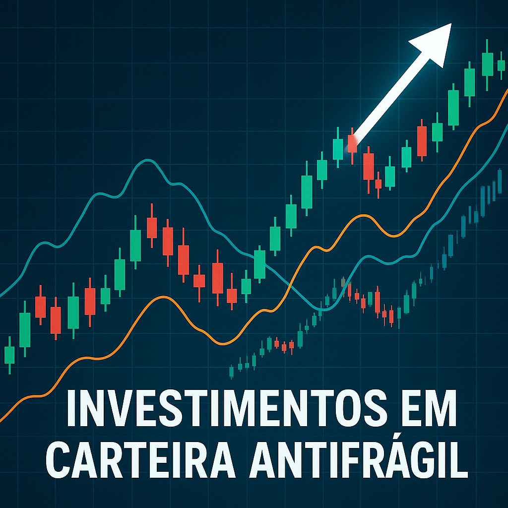 Gráficos e velas indicando o aumento dos investimentos da carteira antifrágil